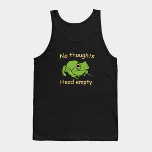 no thoughts head empty frog retro word art meme Tank Top